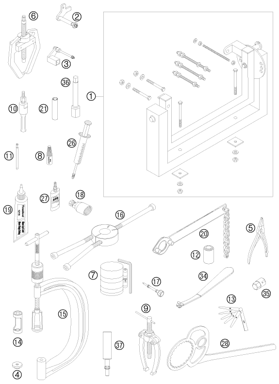 Sprängskiss: Special Tools (Engine) – KTM 250 XC-F 2008
