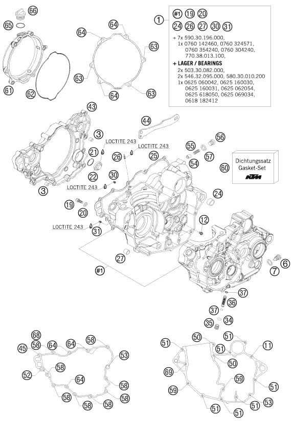 Sprängskiss: Engine Case – KTM 250 XC-F 2008