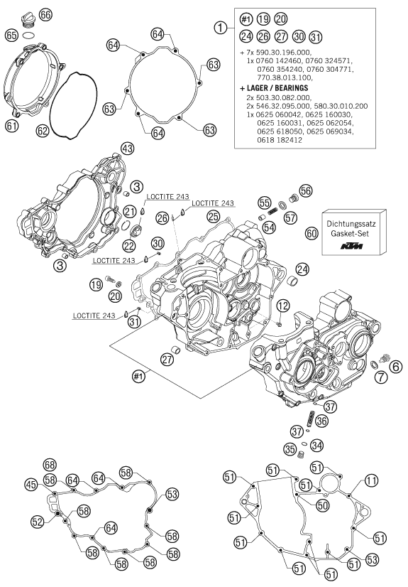 Sprängskiss: Engine Case – KTM 250 SX-F 2008