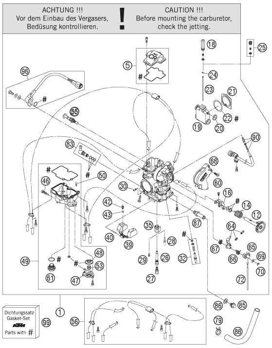 Sprängskiss: Carburetor – KTM 250 XC-F 2008