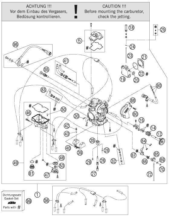 Sprängskiss: Carburetor – KTM 250 SX-F 2008