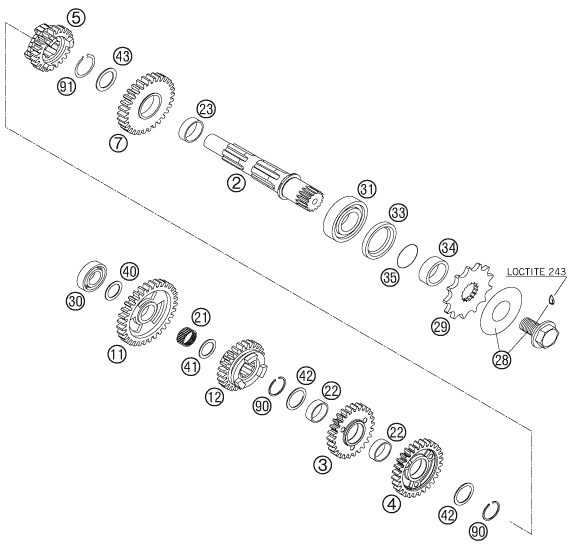 Sprängskiss: Transmission II - Countershaft – KTM 250 XCF-W 2009