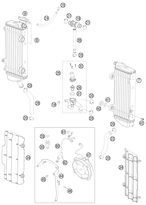 Sprängskiss: Cooling System – KTM 250 XCF-W 2008