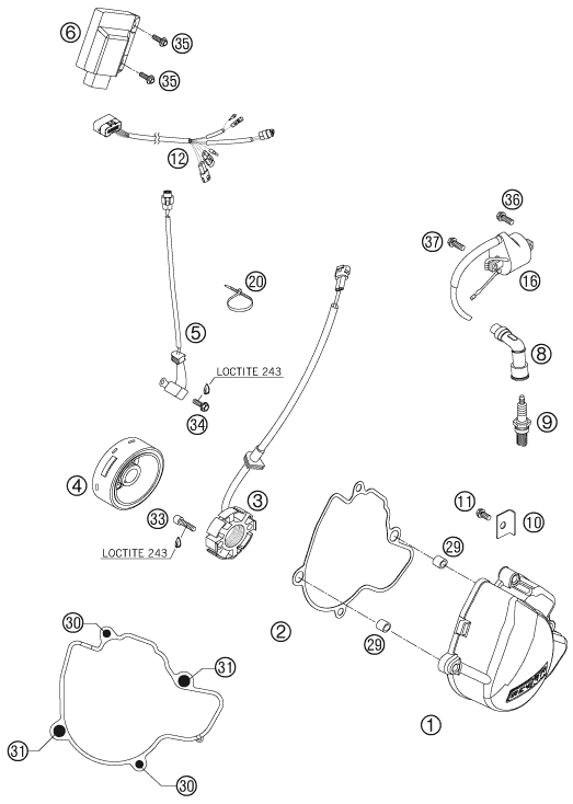 Sprängskiss: Ignition System – KTM 250 SX-F 2008