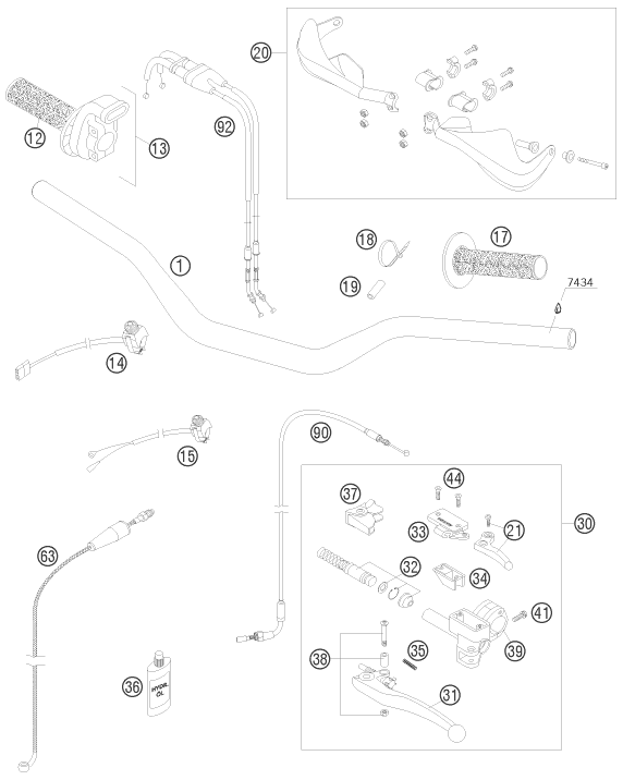 Sprängskiss: Handlebar, Controls – KTM 450 SMR 2008