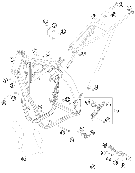 Sprängskiss: Frame – KTM 505 XC-F 2008