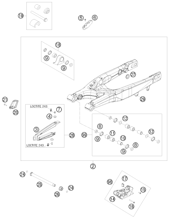 Sprängskiss: Swing Arm – KTM 450 SMR 2009