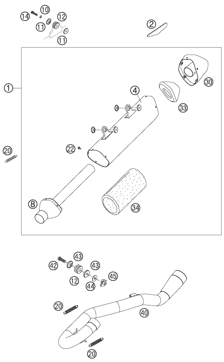 Sprängskiss: Exhaust System – KTM 505 XC-F 2008
