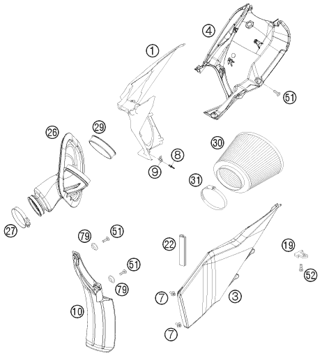 Sprängskiss: Air Filter – KTM 450 SMR 2009