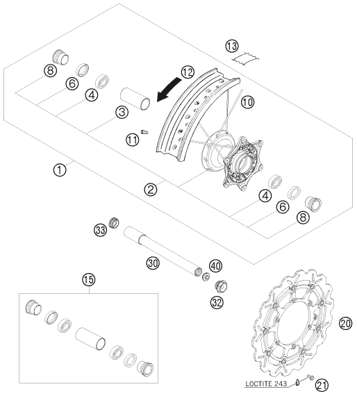 Sprängskiss: Front Wheel – KTM 450 SMR 2009