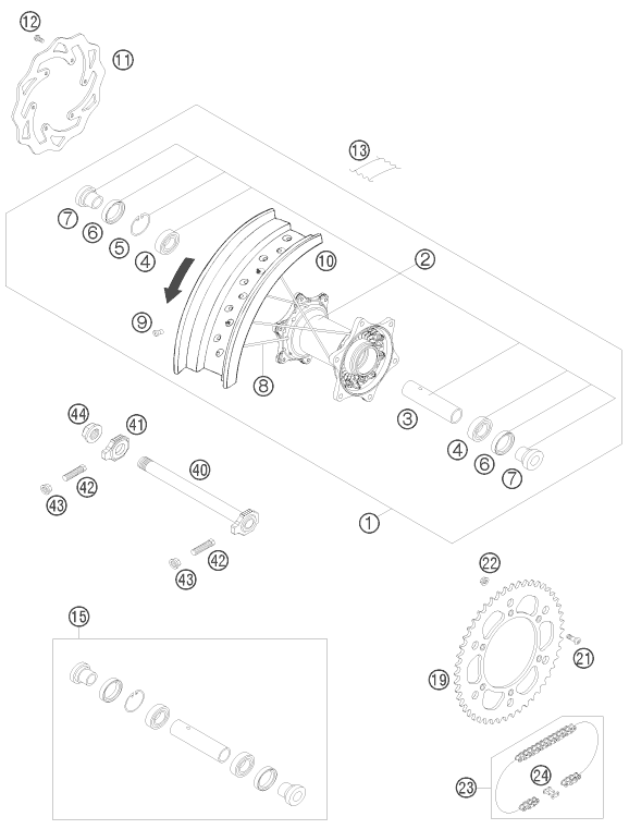 Sprängskiss: Rear Wheel – KTM 450 SMR 2009