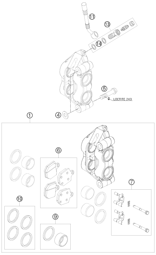 Sprängskiss: Front Brake Caliper – KTM 450 SMR 2008