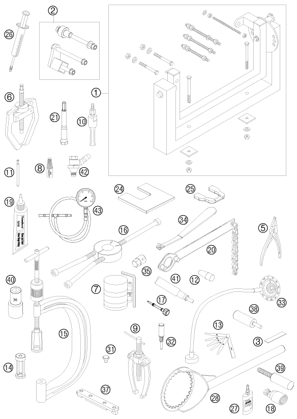 Sprängskiss: Special Tools (Engine) – KTM 505 XC-F 2008