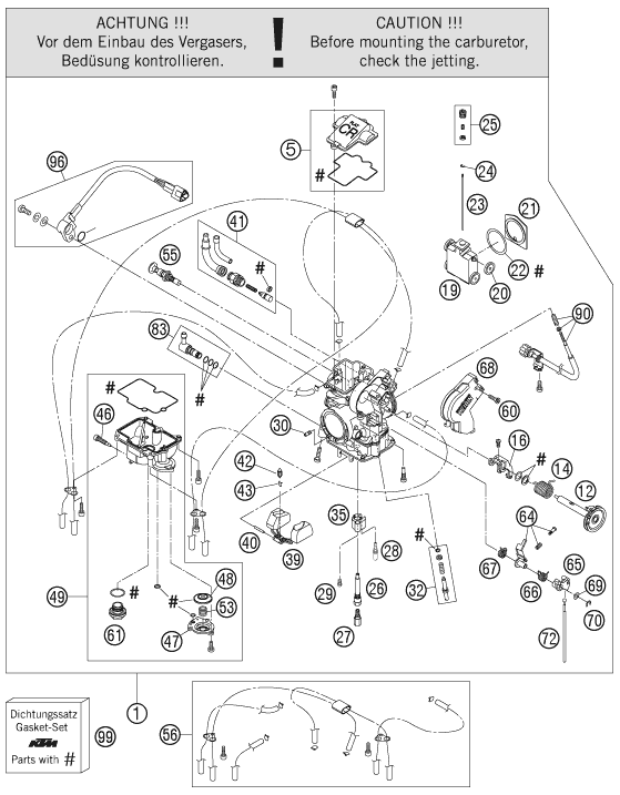 Sprängskiss: Carburetor – KTM 505 XC-F 2008