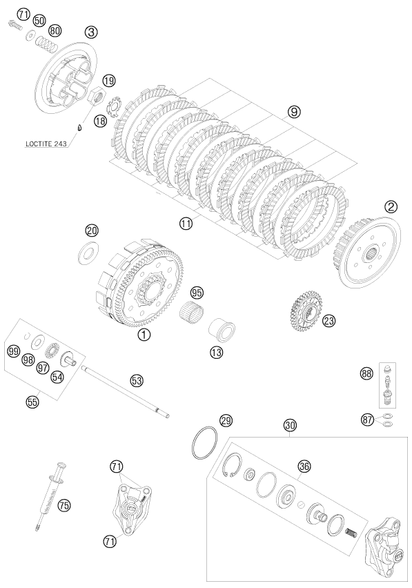 Sprängskiss: Clutch – KTM 505 XC-F 2008