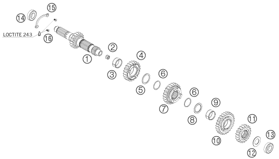 Sprängskiss: Transmission I - Main Shaft – KTM 450 SMR 2012