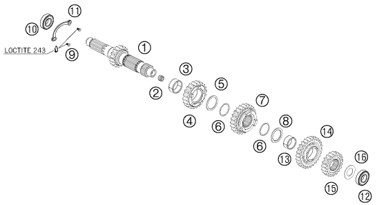 Sprängskiss: Transmission I - Main Shaft – KTM 505 XC-F 2008