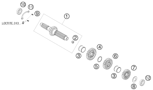Sprängskiss: Transmission I - Main Shaft – KTM 450 SX-F 2008