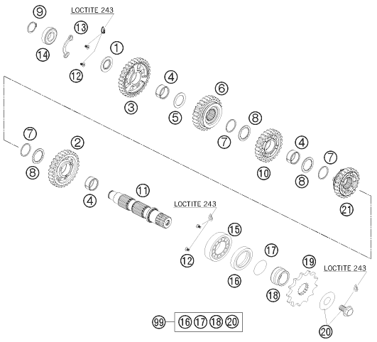 Sprängskiss: Transmission II - Countershaft – KTM 450 SMR 2012