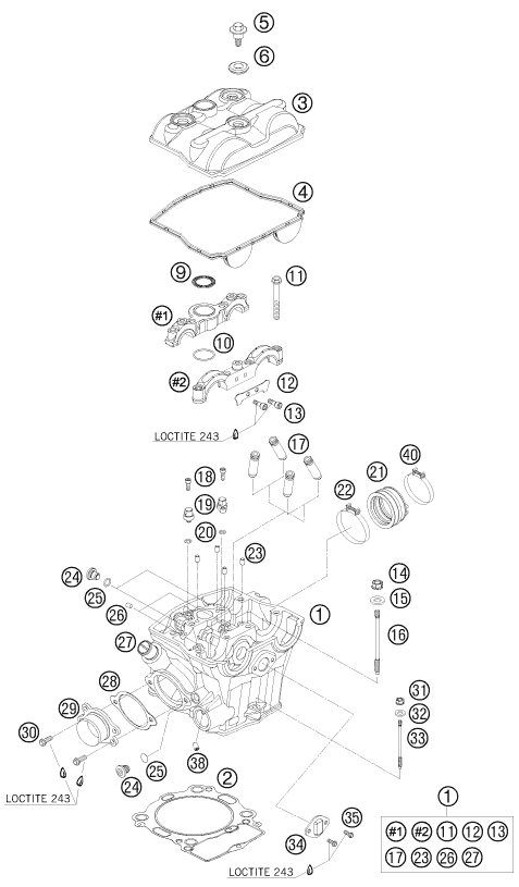 Sprängskiss: Cylinder Head – KTM 450 SX-F 2008