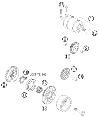 Sprängskiss: Electric Starter – KTM 505 XC-F 2008