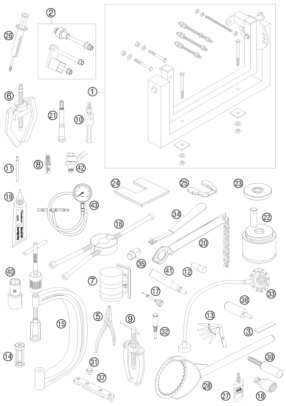 Sprängskiss: Special Tools (Engine) – KTM 505 SX-F