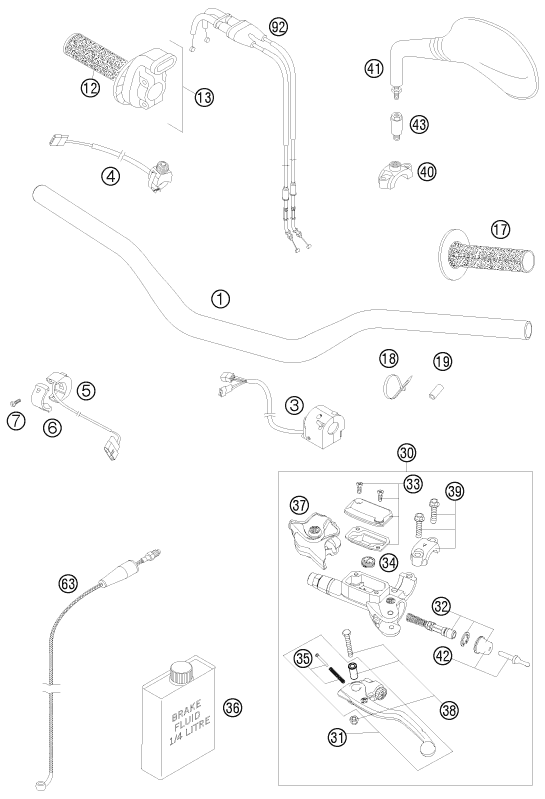 Sprängskiss: Handlebar, Controls – KTM 450 EXC CHAMPION EDIT. 2010