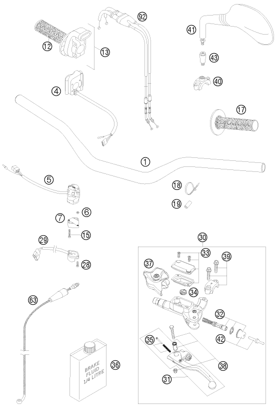 Sprängskiss: Handlebar, Controls – KTM 450 EXC-R 2008