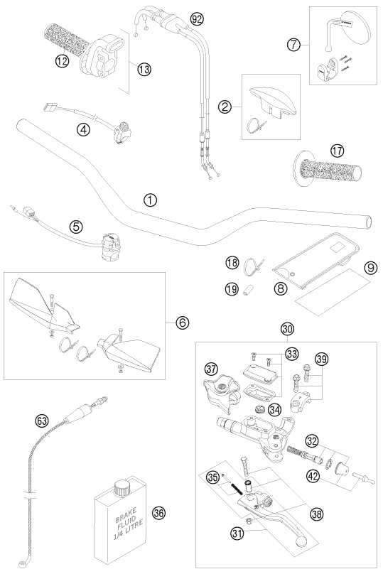 Sprängskiss: Handlebar, Controls – KTM 530 EXC-R SIX-DAYS 2008