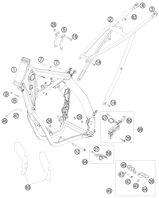 Sprängskiss: Frame – KTM 250 XC-F 2008