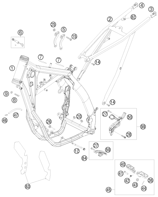 Sprängskiss: Frame – KTM 250 EXC-F 2008
