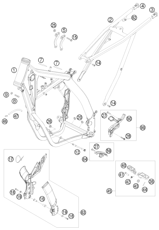 Sprängskiss: Frame – KTM 250 EXC-F SIX DAYS 2008