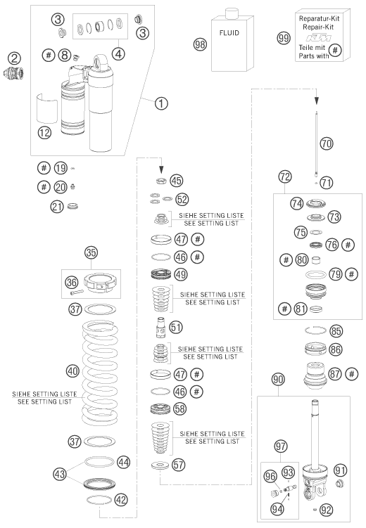 Sprängskiss: Shock Absorber Disassembled – KTM 250 EXC SIX-DAYS 2008