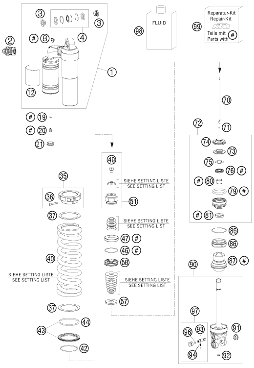 Sprängskiss: Shock Absorber Disassembled – KTM 450 SMR 2009