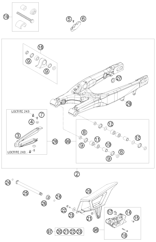Sprängskiss: Swing Arm – KTM 530 EXC 2009