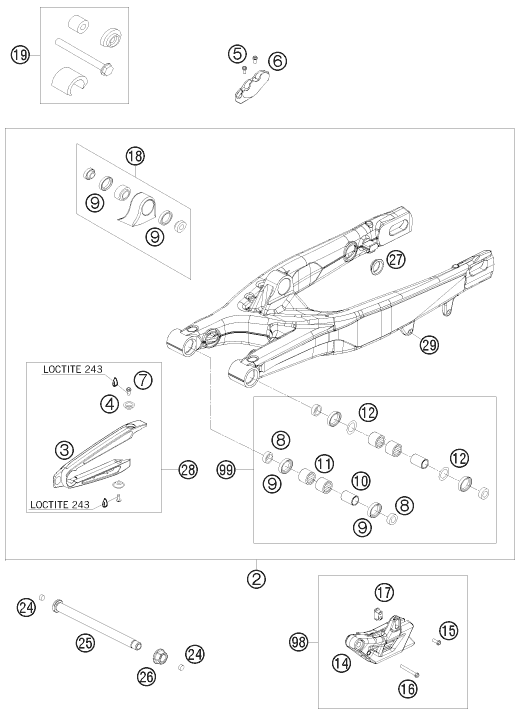 Sprängskiss: Swing Arm – KTM 530 XC-W 2009
