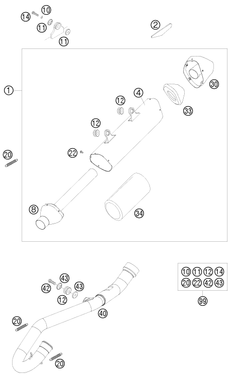 Sprängskiss: Exhaust System – KTM 250 XC-F 2008