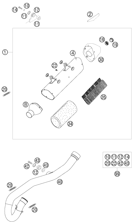 Sprängskiss: Exhaust System – KTM 250 XCF-W SIX DAYS 2011