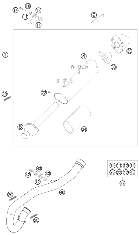 Sprängskiss: Exhaust System – KTM 250 XCF-W 2009