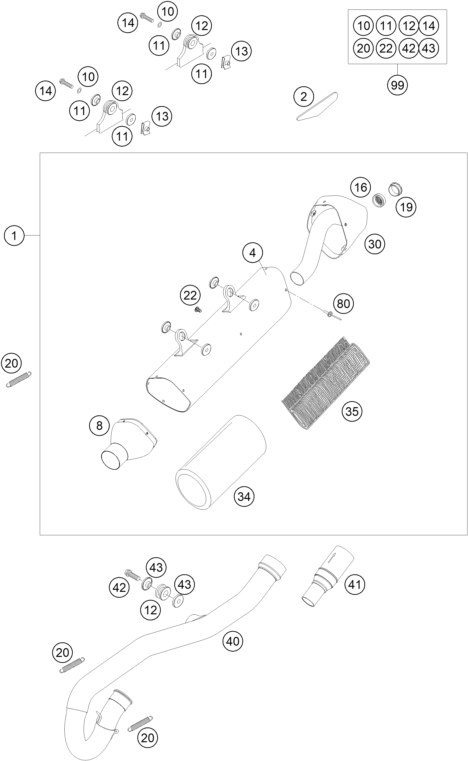 Sprängskiss: Exhaust System – KTM 250 EXC-F 2011