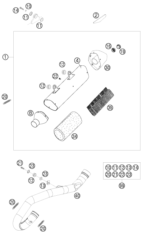 Sprängskiss: Exhaust System – KTM 450 XC-W SIX DAYS 2011