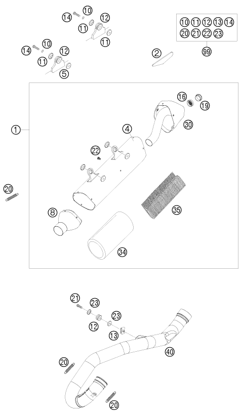 Sprängskiss: Exhaust System – KTM 530 EXC 2009