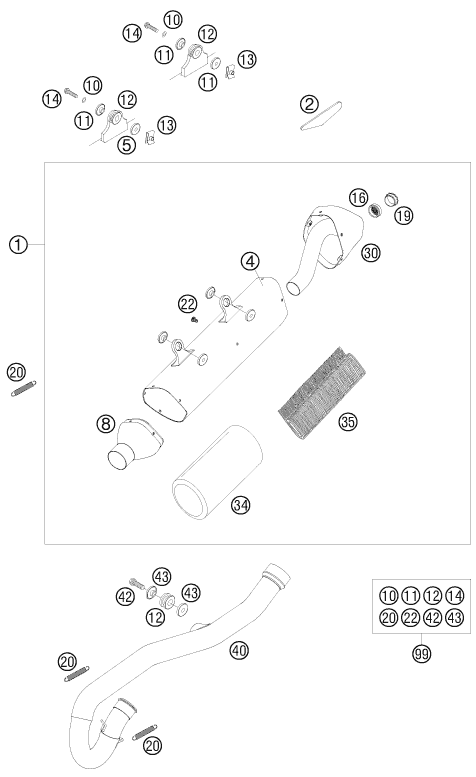 Sprängskiss: Exhaust System – KTM 250 EXC-F 2008
