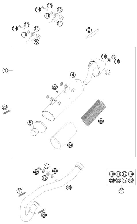 Sprängskiss: Exhaust System – KTM 250 EXC-F SIX DAYS 2008