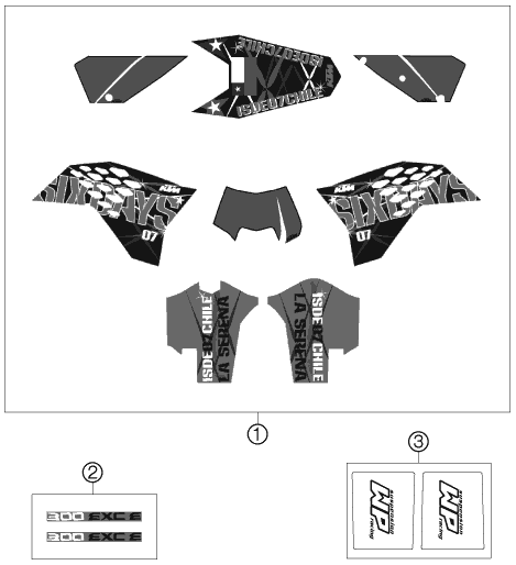 Sprängskiss: Decal – KTM 300 EXC-E SIX-DAYS 2008