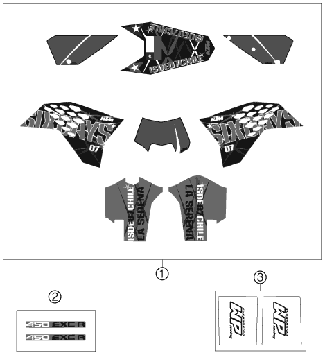 Sprängskiss: Decal – KTM 450 EXC-R SIX-DAYS 08