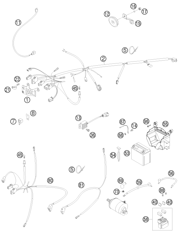 Sprängskiss: Wiring Harness – KTM 530 EXC 2009
