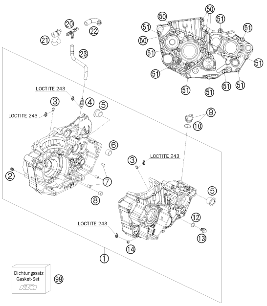 Sprängskiss: Engine Case – KTM 530 EXC 2009