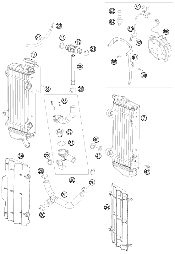 Sprängskiss: Cooling System – KTM 530 EXC-R 2008