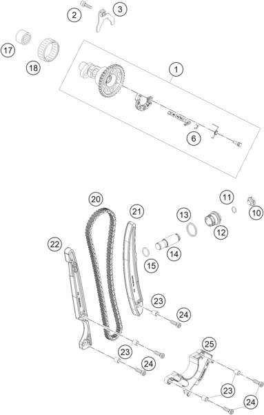 Sprängskiss: Timing Drive – KTM 530 EXC-R 2008